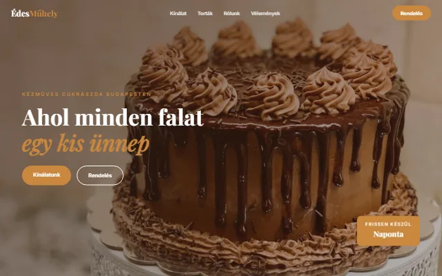 Cukrászda weboldal minta