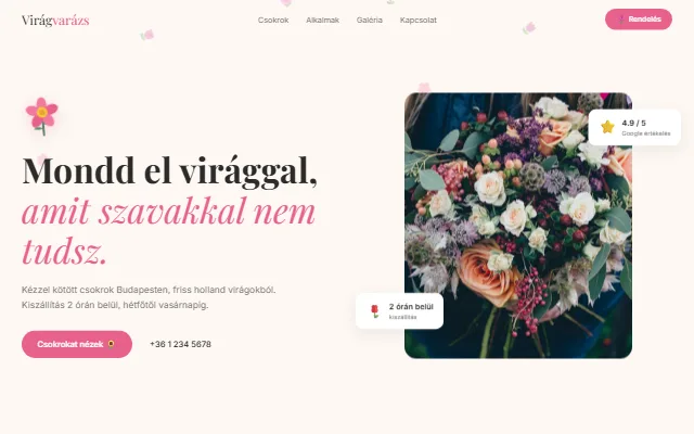 Virágüzlet weboldal minta