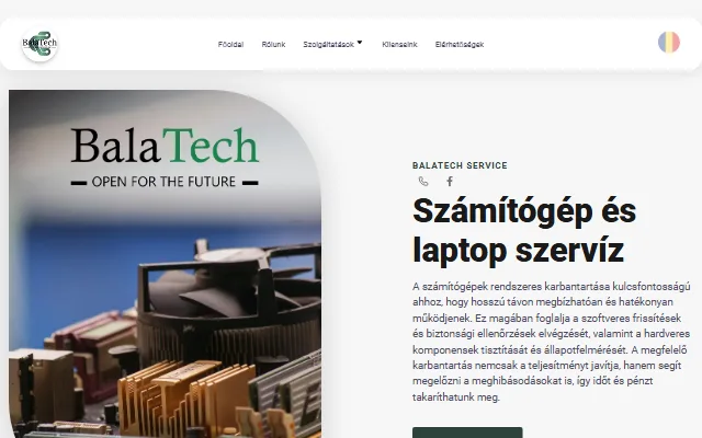 BalaTech számítógépszerviz weboldal